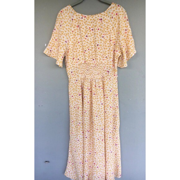 Free People Full Bloom Dress XS Floral Smocked Midi V-Neck Boho Cottage - Picture 11 of 16